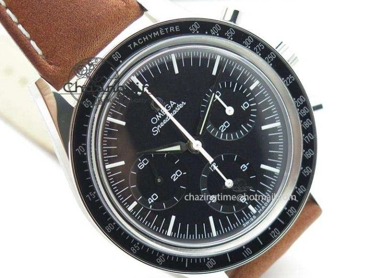 0508 Supportive Speedmaster Professional The Moon Watch on Brown Asso Strap Asian Manual Winding Chronograph Movement 8288